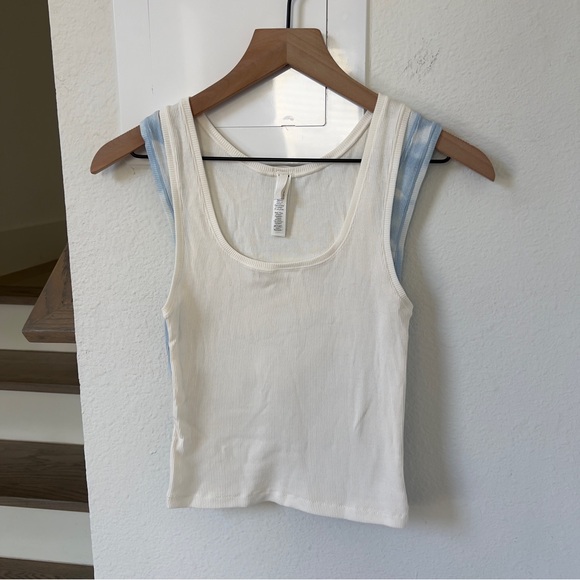 NWOT SKIMS Cotton Rib Tank 2-Pack in Blue Cloud and White - Picture 5 of 8